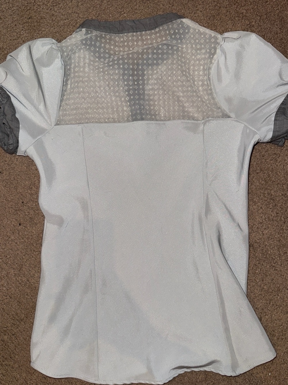 Equus Couture Women's Light Gray Short Sleeve Show Top with Contrast Trim(Small - Picture 3 of 3
